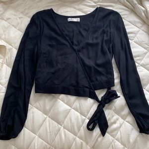 Black wrap crop top